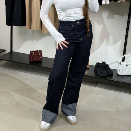 Jean bleu wide leg taille haute