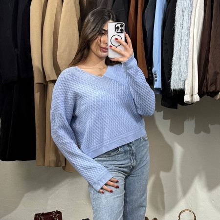 Pull col V en maille fine