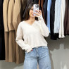 Pull col V en maille fine