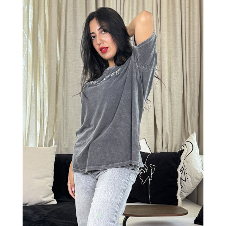 T-shirt oversize délavé à broderie