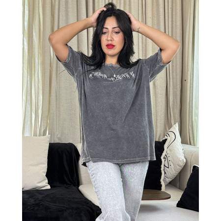 T-shirt oversize délavé à broderie