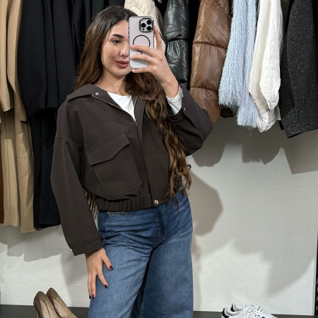 Veste oversize courte à poches