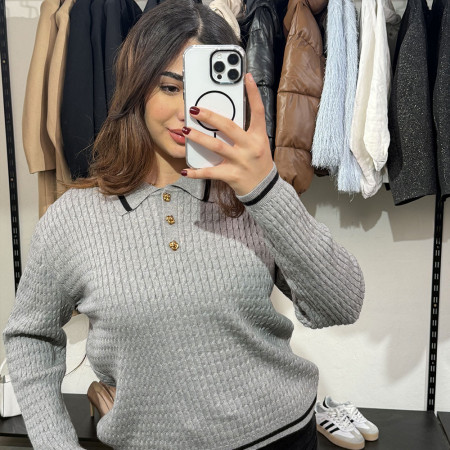 Pull en maille col officier