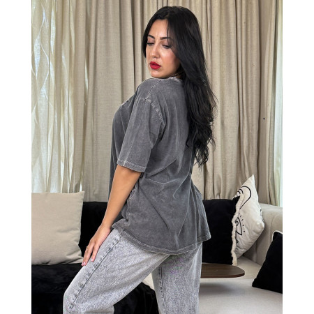 T-shirt oversize délavé à broderie