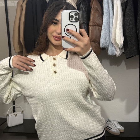 Pull en maille col officier