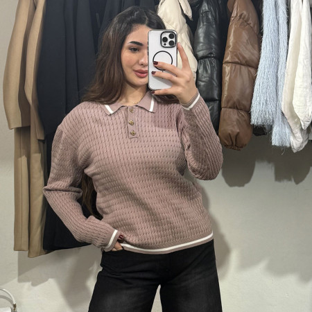 Pull en maille col officier