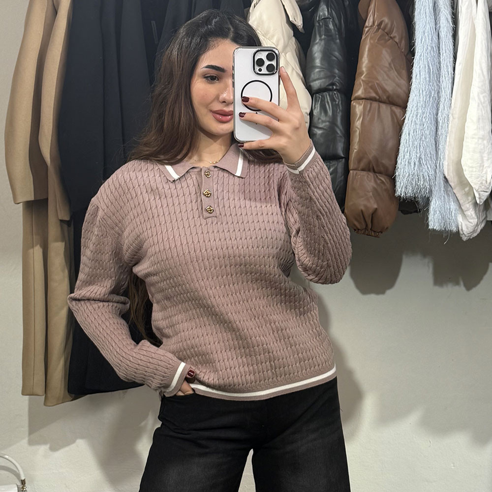 Pull en maille col officier