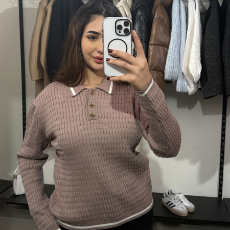 Pull en maille col officier