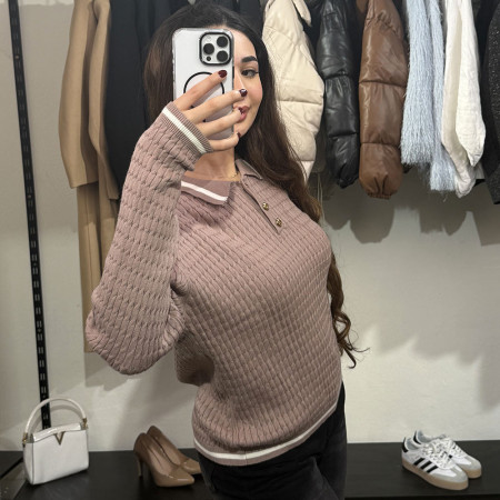 Pull en maille col officier