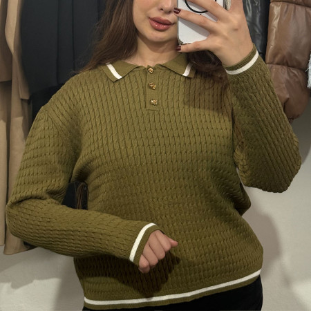 Pull en maille col officier