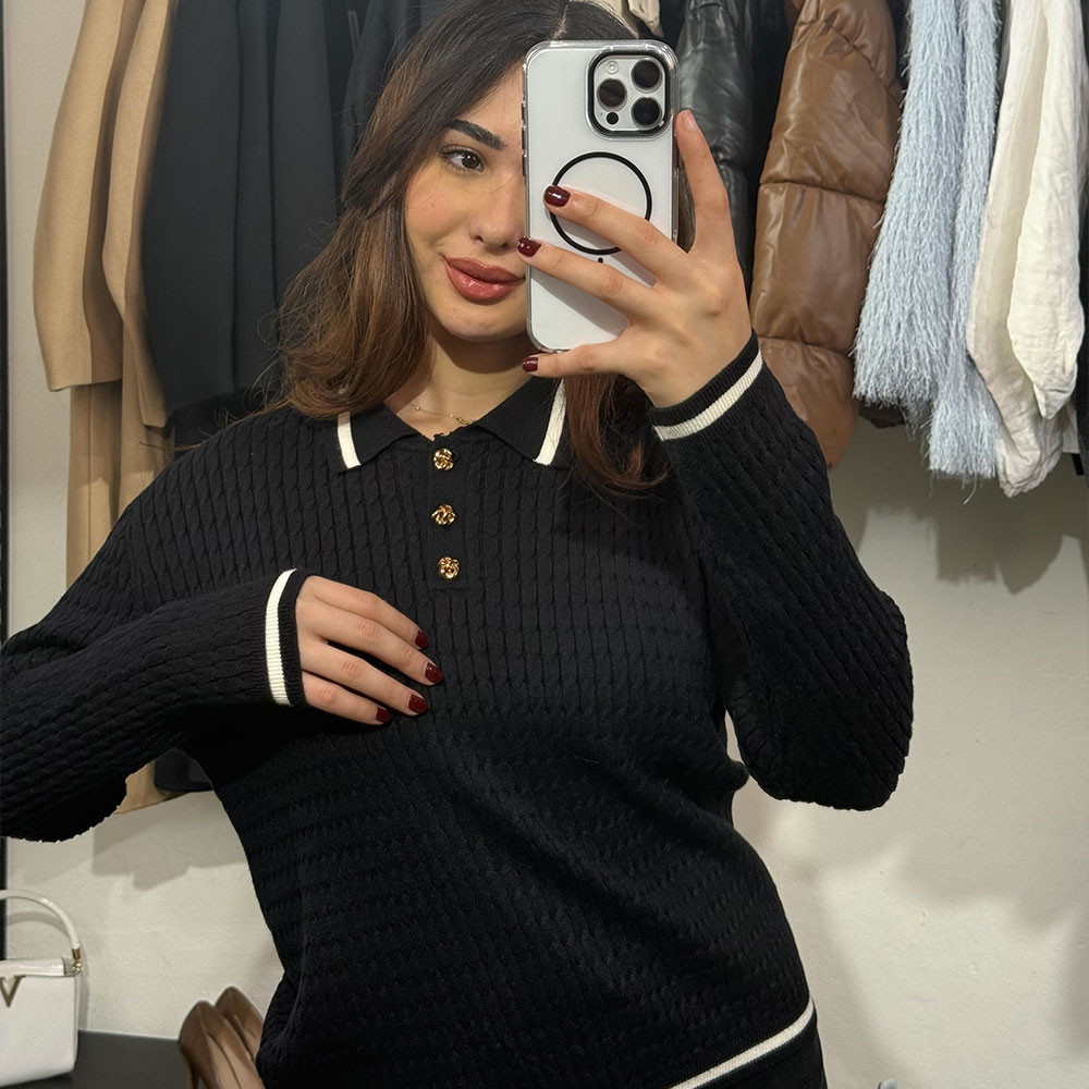 Pull en maille col officier