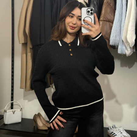 Pull en maille col officier