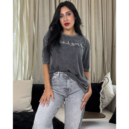 T-shirt oversize délavé à broderie