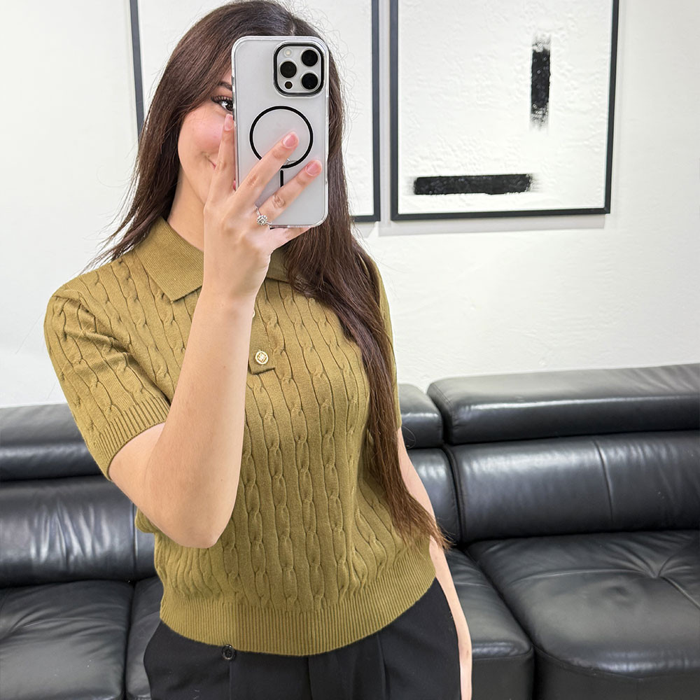 Pull demi manches en maille torsde