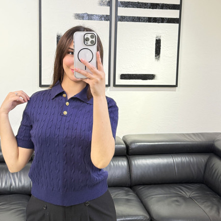 Pull demi manches en maille torsde