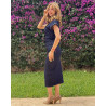 robe en jeans avec revers côté fermeture éclair mode rides taille mince robe élégante
