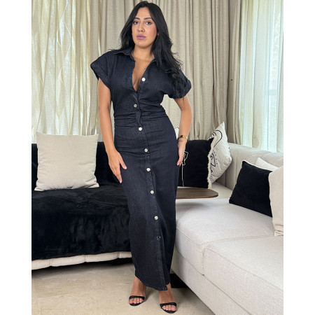 robe en jeans avec revers côté fermeture éclair mode rides taille mince robe élégante