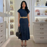 Robe en jeans élastique avec ceinture