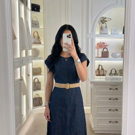 Robe en jeans élastique avec ceinture