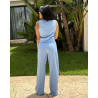 Ensemble Gilet Casual A Col en V Boutonnages Simple Et Pantalon En Lin