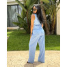 Ensemble Gilet Casual A Col en V Boutonnages Simple Et Pantalon En Lin