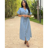 Robe over size en tencel à bouttons et cordon de serrage
