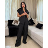 Ensemble Gilet Casual A Col en V Et Pantalon En Lin