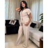 Ensemble Gilet Casual A Col en V Et Pantalon En Lin