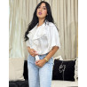 Chemise en satin à volants avec boutons Tourterelle