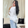 Chemise en satin à volants avec boutons Tourterelle