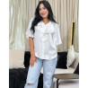 Chemise en satin à volants avec boutons Tourterelle