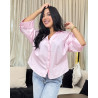 Chemise oversize boutonnée en popeline à Manches larges repliées
