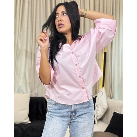 Chemise oversize boutonnée en popeline à Manches larges repliées