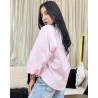 Chemise oversize boutonnée en popeline à Manches larges repliées