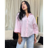 Chemise oversize boutonnée en popeline à Manches larges repliées