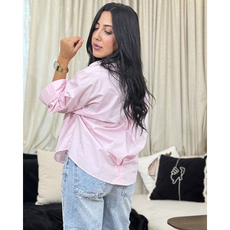 Chemise oversize boutonnée en popeline à Manches larges repliées