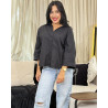 Chemise oversize boutonnée en popeline à Manches larges repliées