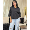 Chemise oversize boutonnée en popeline à Manches larges repliées
