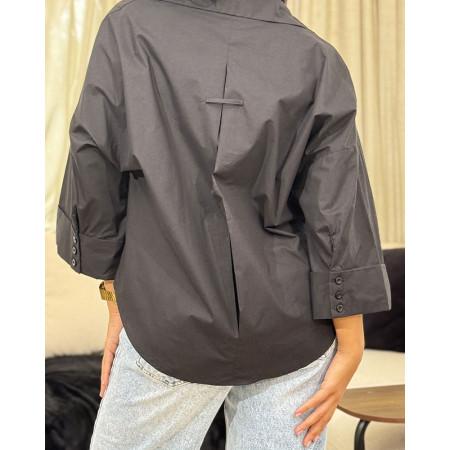 Chemise oversize boutonnée en popeline à Manches larges repliées