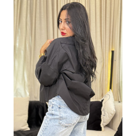 Chemise oversize boutonnée en popeline à Manches larges repliées