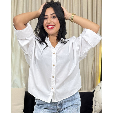 Chemise oversize boutonnée en popeline à Manches larges repliées