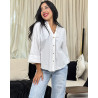 Chemise oversize boutonnée en popeline à Manches larges repliées