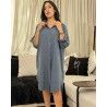 Chemise En Crepe A Manche Retroussées De Couleur Unie