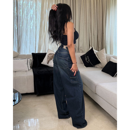 Jean cargo oversize avec multi-poches