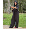 Ensemble En Crepe Chemise à Manches 3/4 larges , Pantalon large à Poches devant