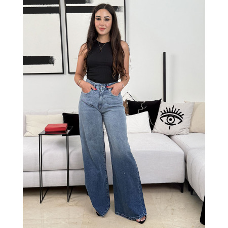 Jean large taille haute effet dégradé