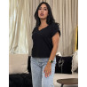 T-shirt col V manches repliées