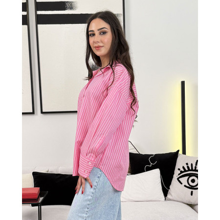 Chemise rayée en popeline