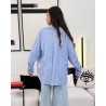 Chemise rayée en lin col classique à boutons