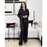 Ensemble en lin avec une bande marron sur les cotés assortie au pantalon